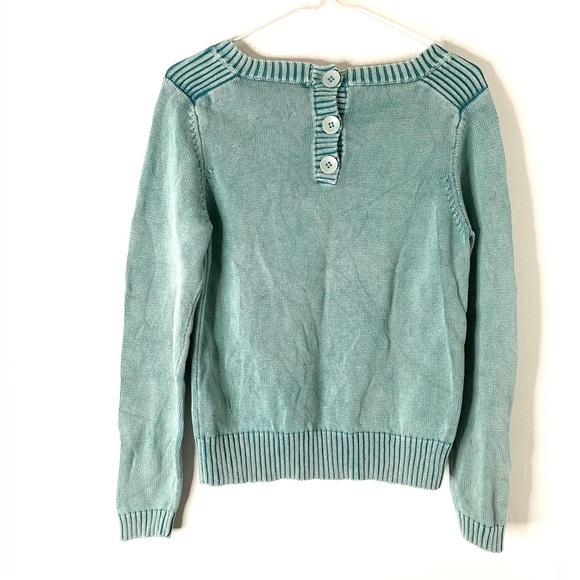 Tyler Boe Green Cotton Knit Back Button Sweater - Picture 7 of 12